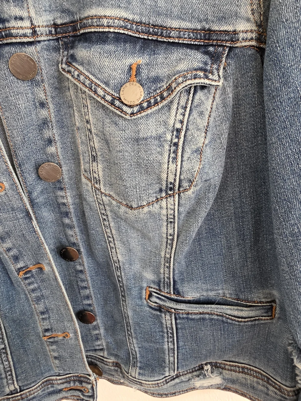 Lane Bryant Distressed Light Blue Denim Jacket